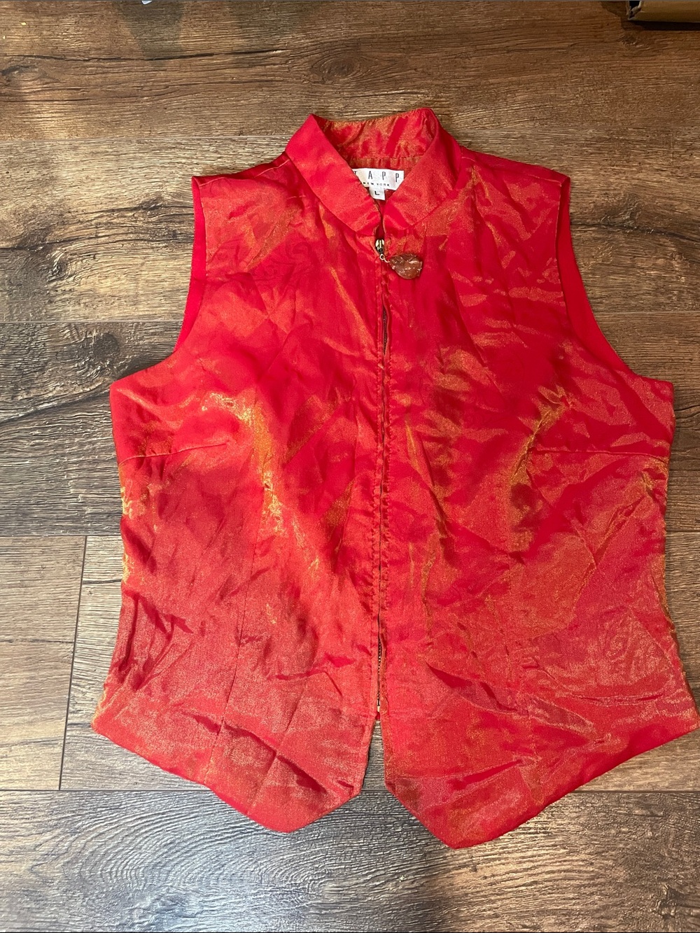 A.P.C. Red Metallic Brocade Sleeveless Vest